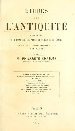 Études sur l'antiquité