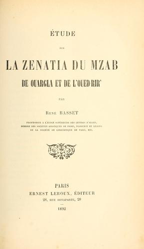 ©tude sur la zenatia du Mzab de Ouargla et de l'Oued-Rir'