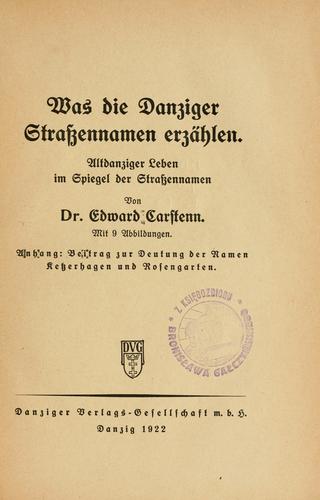 Was die Danziger Strassennamen erzählen