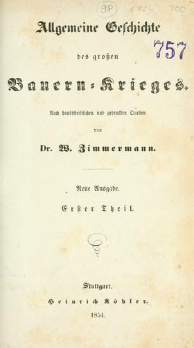Allgemeine Geschichte des grossen Bauern-Krieges