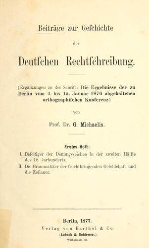 Beiträge zur Geschichte der deutschen Rechtschreibung