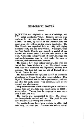 The commemorative services of the First church in Newton, Massachusetts,on the occasion of the two hundred and fiftieth anniversary of its foundation, Friday, Sunday and Monday, Oct. 30, Nov. 1 and 2, 1914