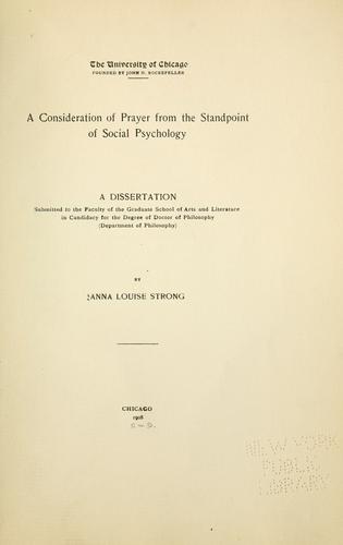 A consideration of prayer from the standpoint of social psychology