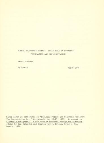 Formal planning systems