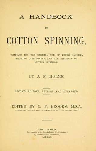 A handbook to cotton spinning