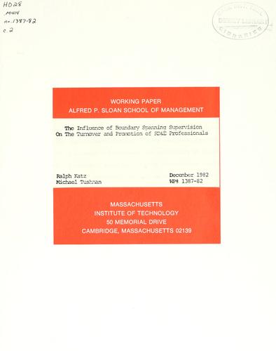 The influence of boundary spanning supervision on the turnover and promotion of RD&E professionals