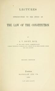 Lectures introductory to the study of the law of the constitution