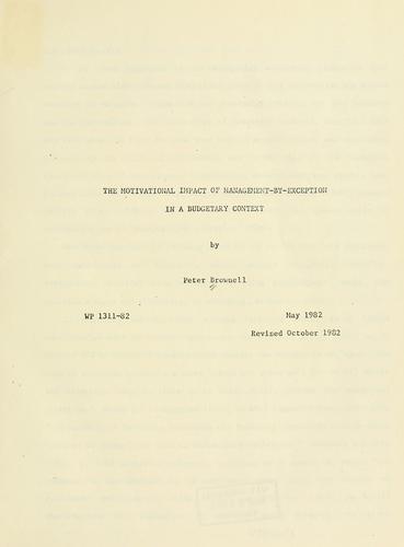 The motivational impact of management-by-exception in a budgetary context