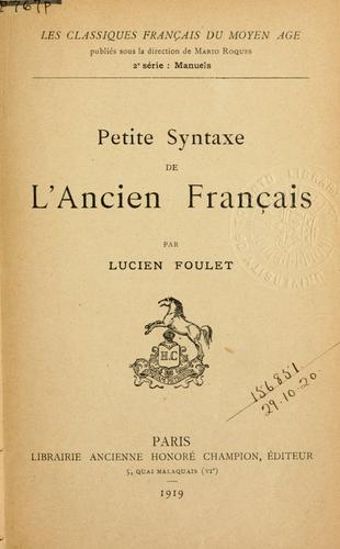 Petite syntaxe de l'ancien français
