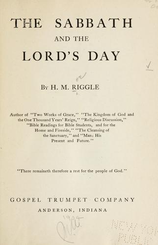 The Sabbath and the Lord's day