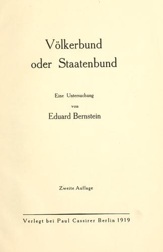 Völkerbund oder Staatenbund