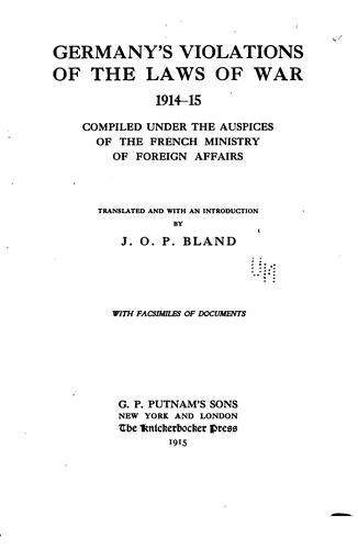 Germany's violations of the laws of war 1914-15