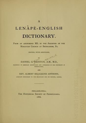 Lenâpé-English dictionary