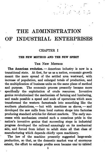 The administration of industrial enterprises