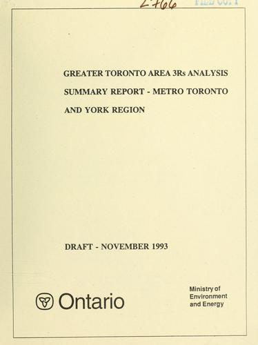 Greater Toronto Area 3Rs analysis