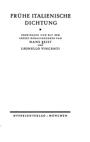 Frühe italienische Dichtung