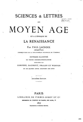 Sciences & letters au moyen âge et à l'époque de la renaissance