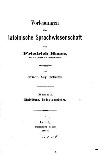 Vorlesungen über lateinische Sprachwissenschaft