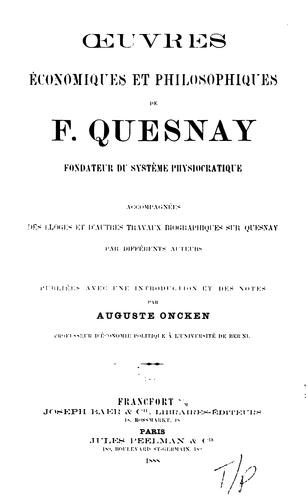 Œuvres économiques et philosophiques de F. Quesnay