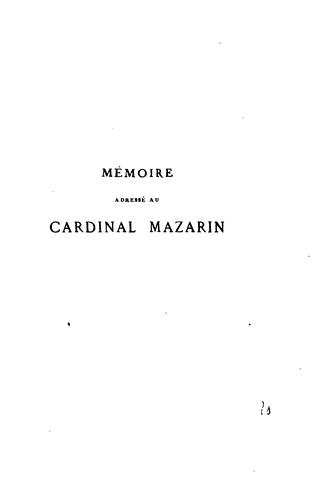 Mémoire confidentiel adressé à Mazarin par Gabriel Naudé après la mort de Richelieu