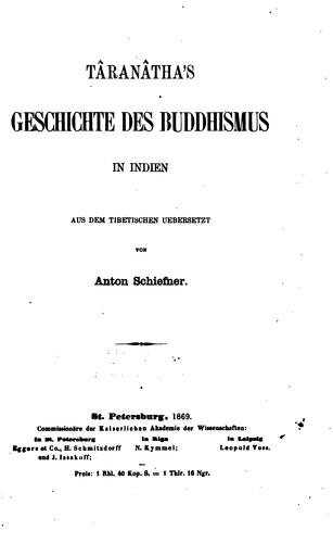 Târanâtha's Geschichte des Buddhismus in Indien