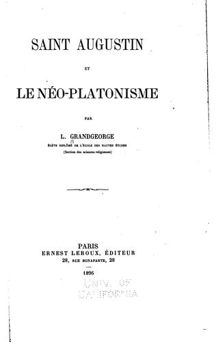 Saint Augustin et le néo-platonisme