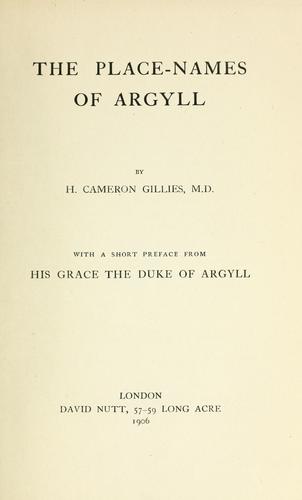 The place-names of Argyll