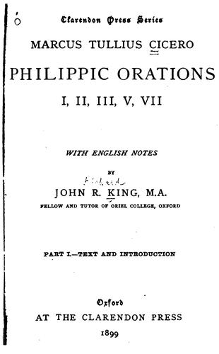 Philippic orations, I, II, III, V, VII