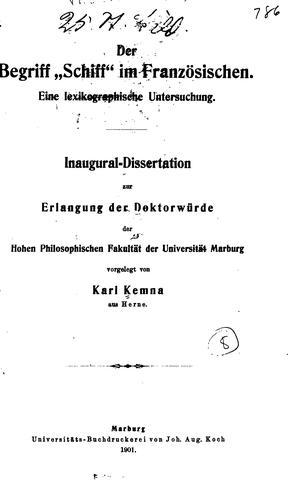 Der Begriff "Schiff" im Französischen. Eine lexikographische Untersuchung