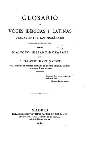 Glosario de voces ibéricas y latinas usadas entre los mozarábes