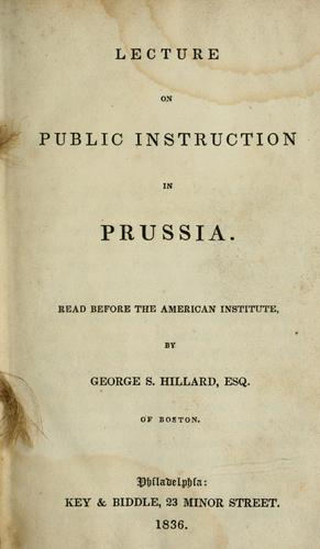Lecture on public instruction in Prussia