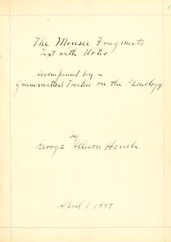 The Monsee Fragments text with notes