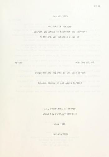 Supplementary reports to the code 3D-ETC