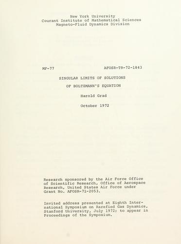 Singular limits of solutions of Boltzmann's equations