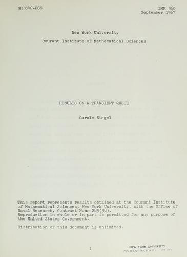 Results on a transient queue
