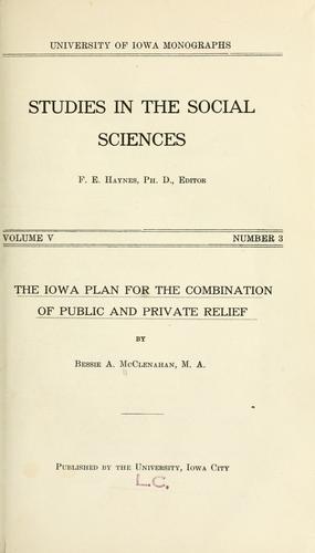 The Iowa plan for the combination of public and private relief