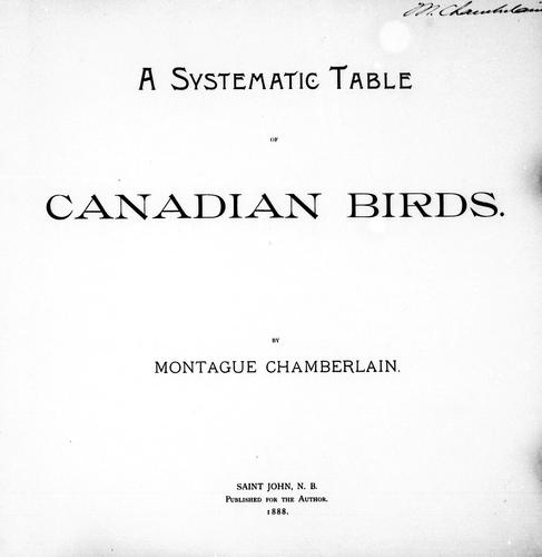 A systematic table of Canadian birds