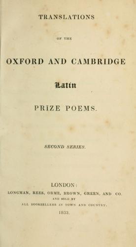 Translations of the Oxford and Cambridge Latin prize poems