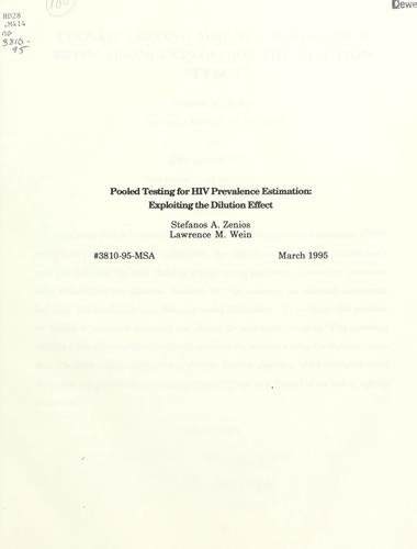 Pooled testing for HIV prevalence estimation