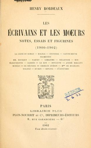Les écrivains et les moeurs