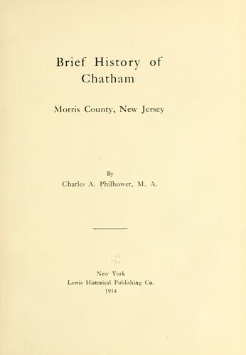 Brief history of Chatham Morris County, New Jersey