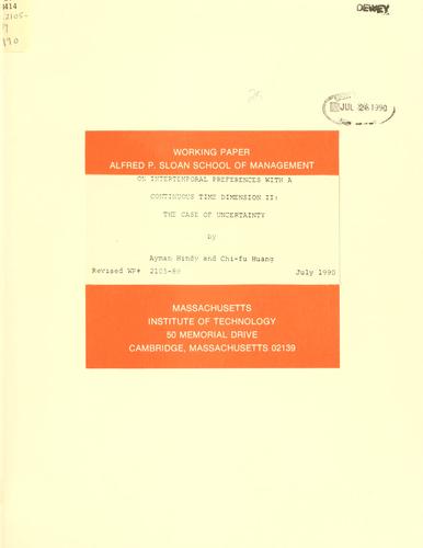 On intertemporal preferences with a continuous time dimension II