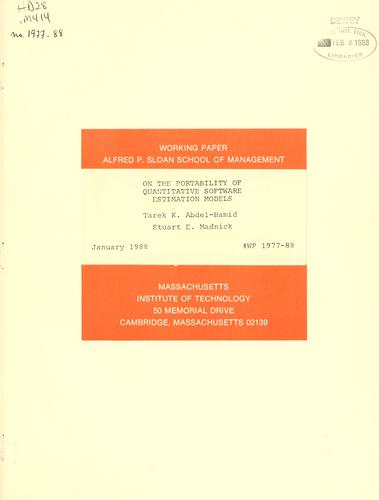 On the portability of quantitative software estimation models