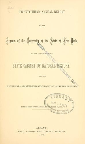 Annual report of the Regents of the University on the condition of the State Cabinet of Natural History, with catalogues of the same