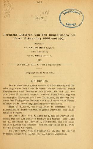 Persische Dipteren von den Expeditionen des Herrn N. Zarudny 1898 und 1901