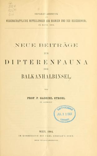 Neue beiträge zur Dipterenfauna der Balkan-halbinsel