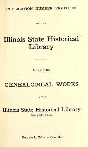 Publications of the Illinois State Historical Library, Illinois State Historical Society