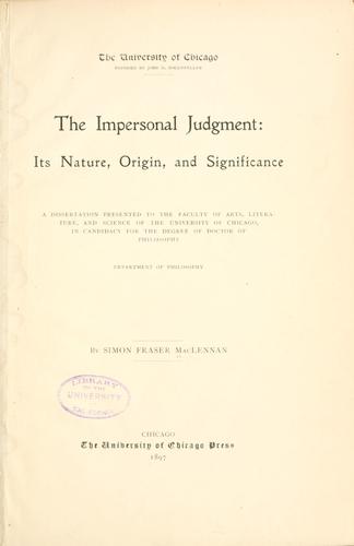 The impersonal judgment
