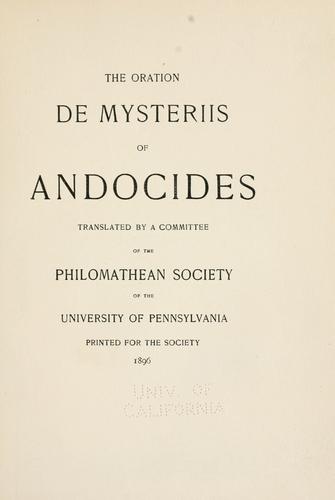 The oration De mysteriis of Andocides