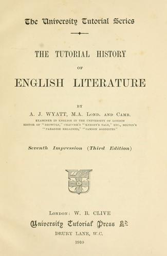 The Tutorial history of English literature